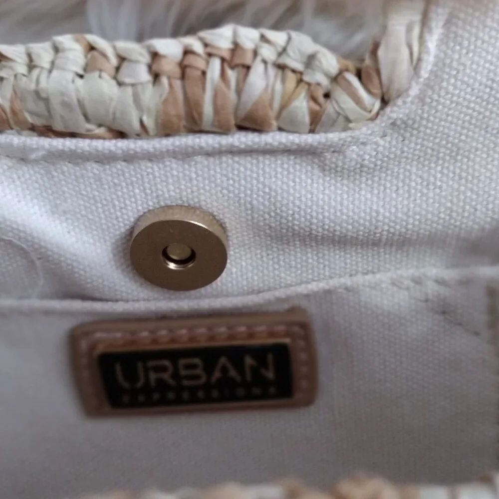 Urban Expressions Straw Woven Mini Top Handle Bag Natural Raffia Boho Summer Pur - Picture 7 of 9
